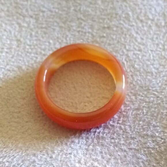Tangerine & Orange! Banded Agate Stone Band Sz 7 ~ Friendship Ring ~ Stack Rings - Picture 7 of 10